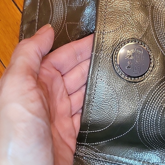 Coach LogoTote Pewter Color Career Everyday Casual - Picture 3 of 12